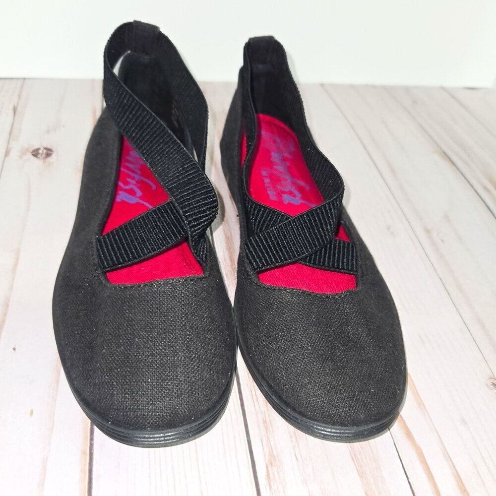 Blowfish Malibu Black Criss Cross Ballet Flats Girls Size 4 Stretch Strap